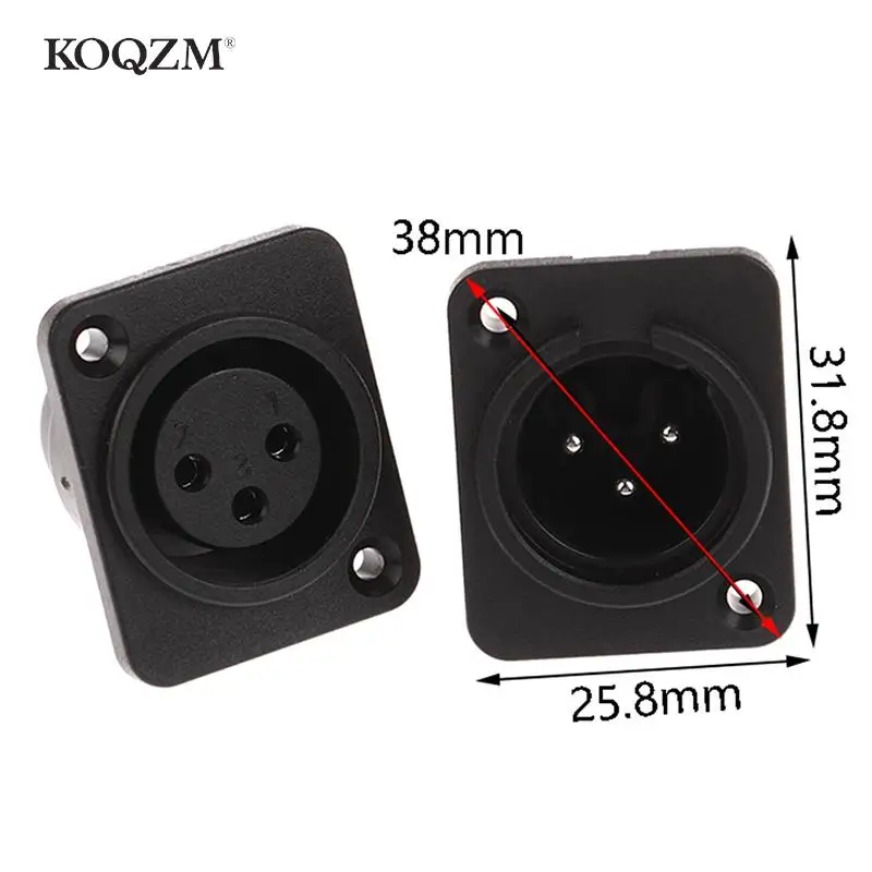 

1PC 2-hole XLR 3pin Male Female Panel Audio Microphone Jack Plug Connector XLR straight-foot plastic Karon seat