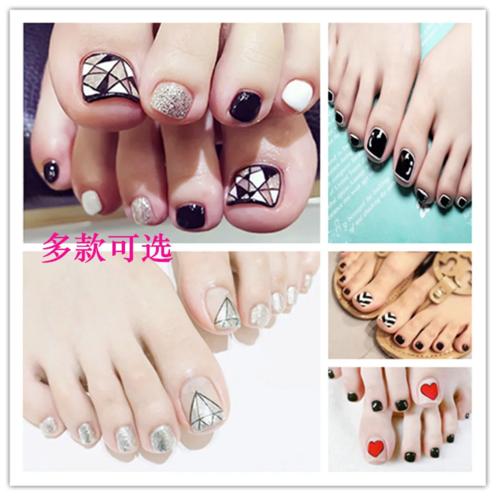 

Japan and South Korea Series Wearing Toenail Fake Nail Patch Finished Product Can Be Waterproof and Detachable A Box of 24 Piece