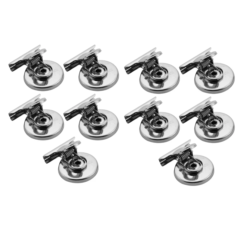 

10Pcs 3Cm Magnetic Clip Magnet Refrigerator Wall Memo Note Message Holder Silver