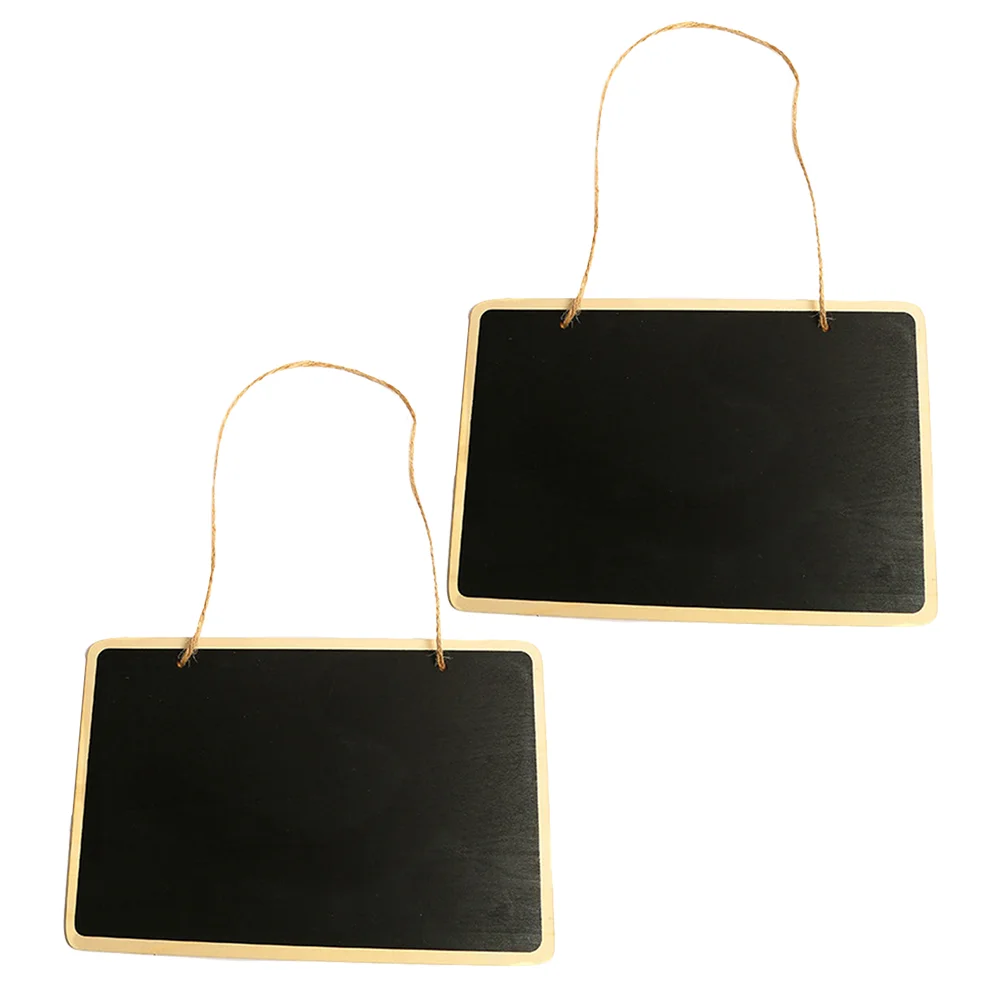 

2 Pcs Wood Trim Lanyard Blackboard Message Information Decor Handcrafted Gift Mini Hanging Wooden Office