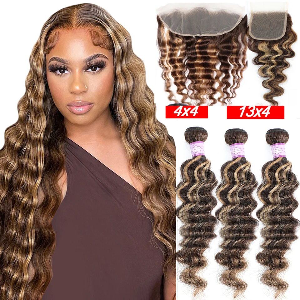 

Highlight Bundles with Closure Frontal 6x6 Brazilian Loose Deep Wave Human Hair Bundles with Closure Remy Bundles with Frontal