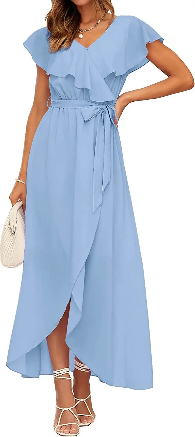 

Женское летнее платье с V-образным вырезом и рукавом-бабочкой