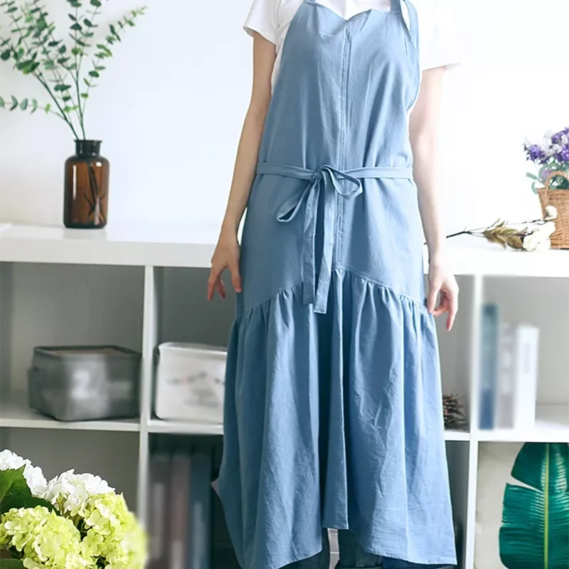 

Simple Florist Apron Cotton Linen Gardening Coffee Shops Nail ShopKitchen Aprons For Cooking Baking Restaurant Apron