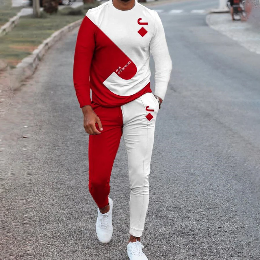 Men Set Tracksuit Long Sleeve T Shirts Trousers 2-piece Lion King Casual Outfits Spring Harajuku Clothing Oversized Streetwear