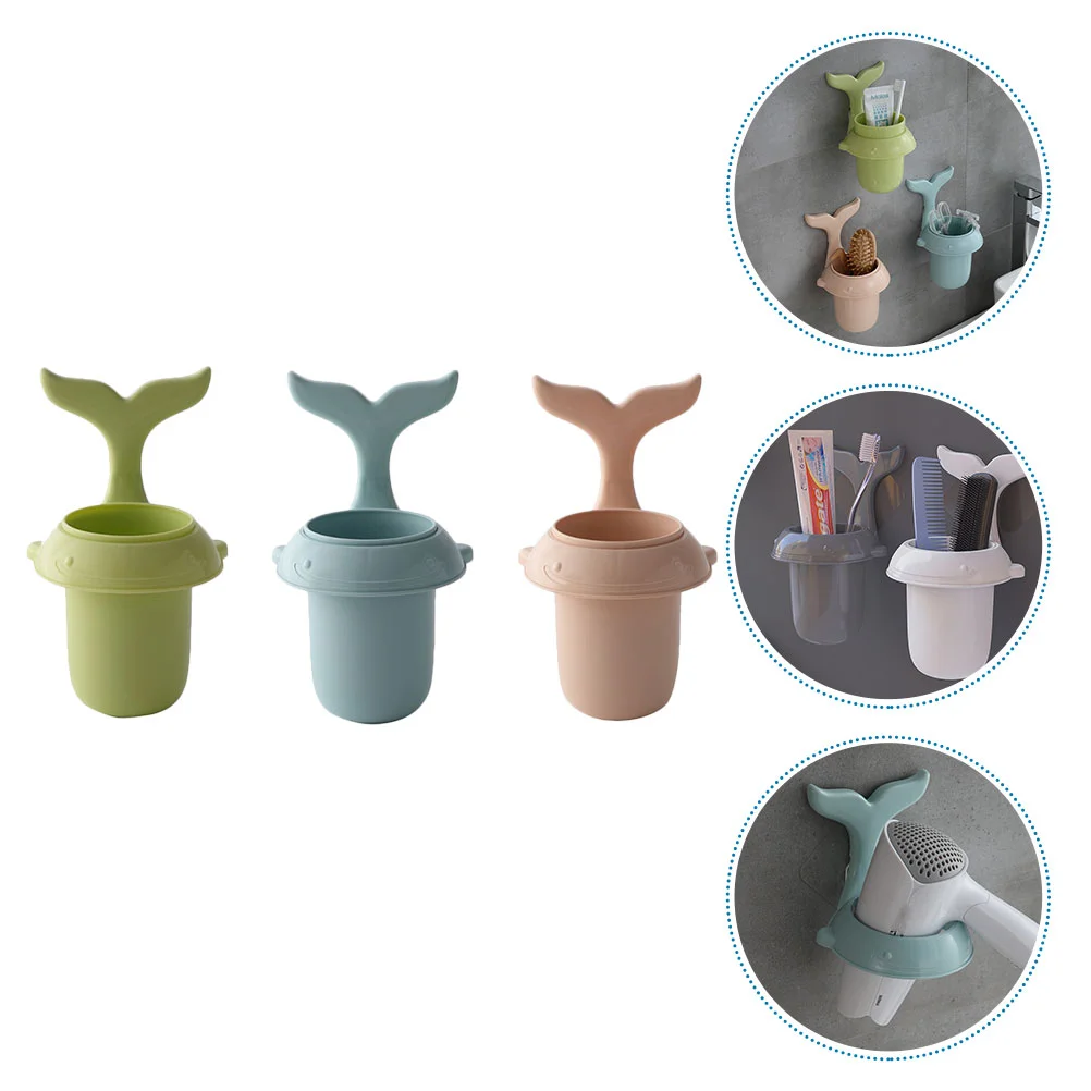 

3Pcs Bathroom Punch-free Storage Rack Wall-mounted Plastic Wash Cup Random Color