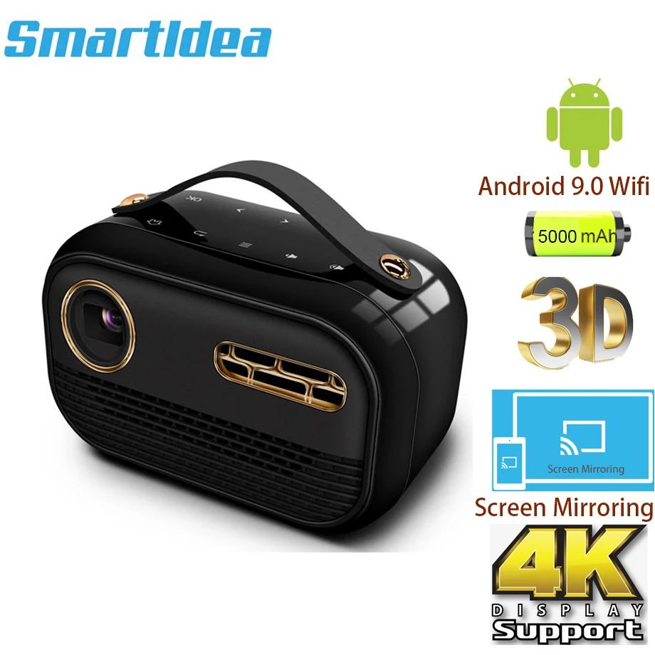 

Smartldea Newest Arrive P16 Smart Mini Projector Android9.0 5G wifi BT HD1.4 video proyector 4K 3D game Beamer 4G+32G OPTION