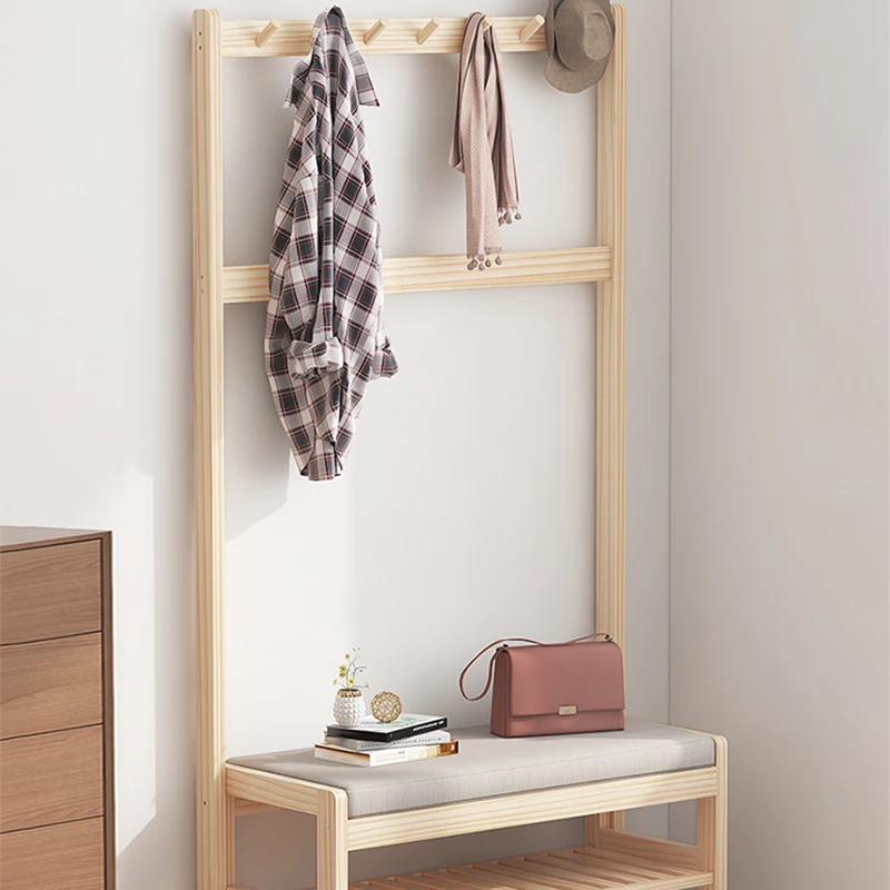

Place Saving Wooden Coat Hangers Aesthetic Bedroom Heavy Duty Balcony Clothes Rack Minimalist Modern Perchero Home Furniture