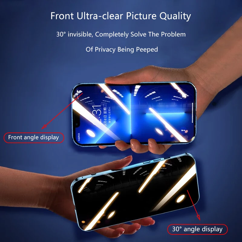 Double Sided Glass Anti-Peeping Privacy Metal Magnetic Buckle Case For iPhone 14 13 11 12 Pro Max With Camera Lens Protect Cover