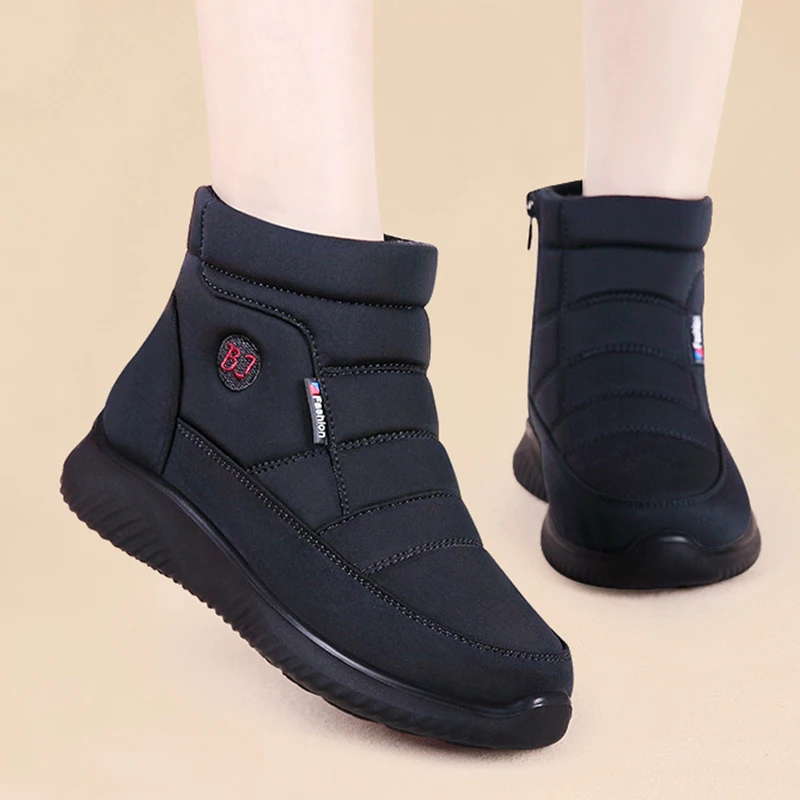 Ботинки женские зимние однотонные туфли женская обувь на молнии мягкие высокие