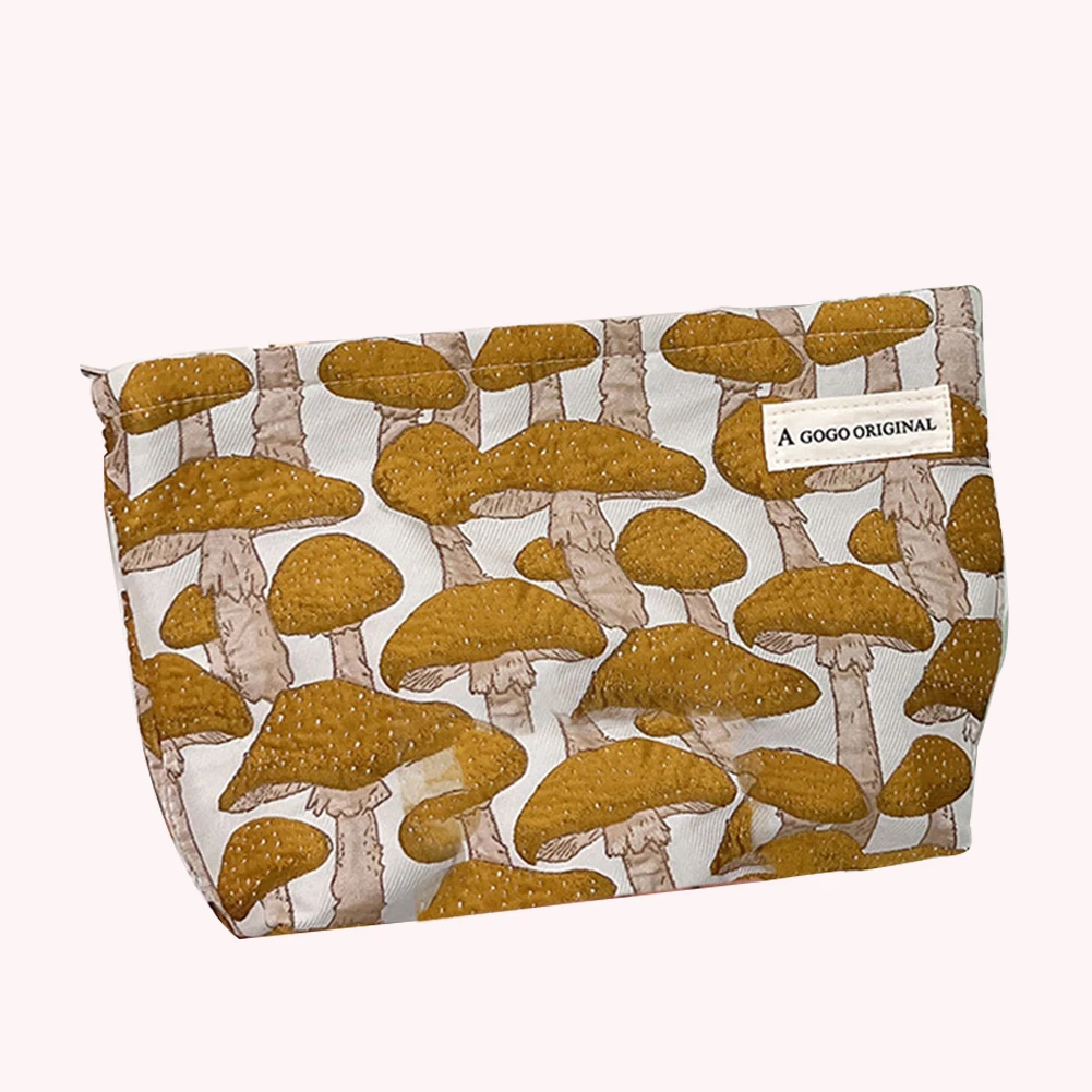 

Косметичка с принтом в виде грибов, многофункциональный Женский органайзер для косметики, вместительная Портативная сумка на молнии, дорож...