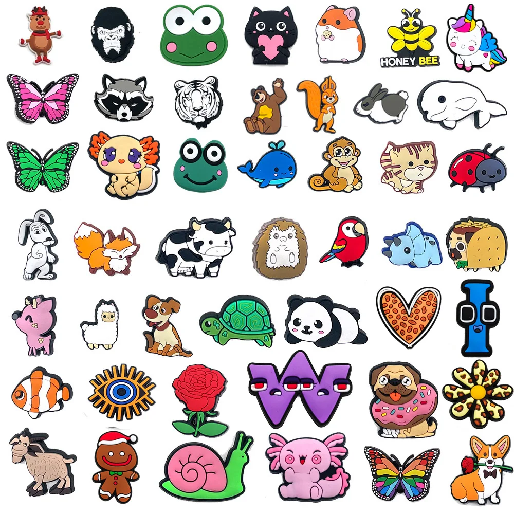 1pcs Mix Small animals Shoe Accessories PVC Child Garden Shoe Buckle Decorations Fit Sandals Wristband  Croc Jibz Charm