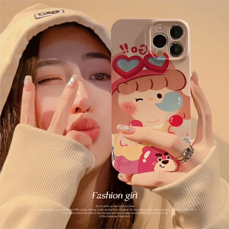 

Kawaii Fashion Sunglasses Bubbles Girls Film Cartoon Phone Case For iPhone 14 13 12 11 Pro Max Xr Xs 7 8 Plus Case Cute Cover