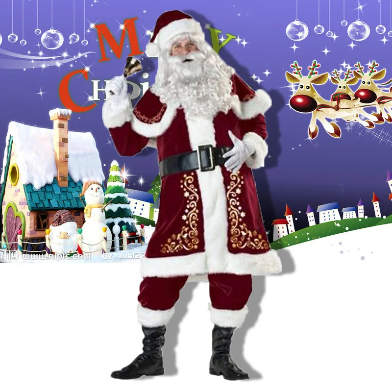 

Large Size Christmas Santa Claus Costume Adult Male and Female Christmas Couple's Costume Stage Cosplay Party Dress Outfit