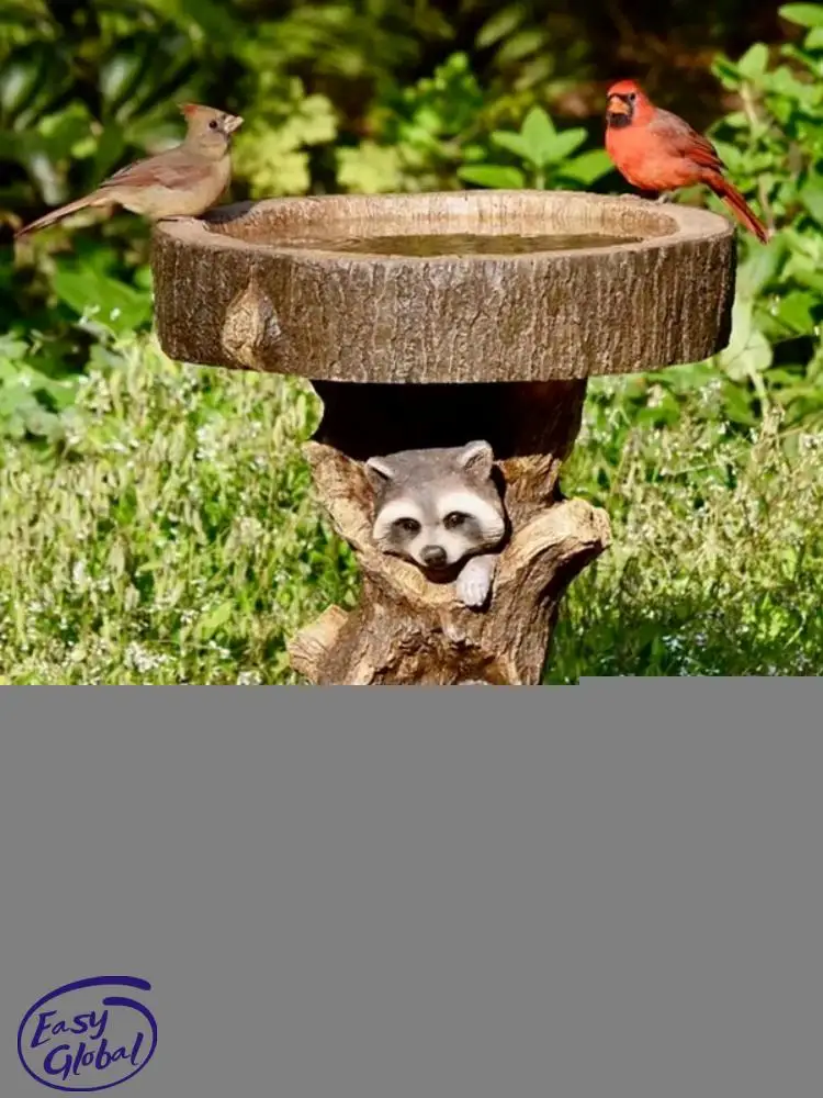 

Bird Bath Feeder Retro Resin Raccoon Birdbath Polyresin Sunflower Animal Antique Garden Yard Decor Outdoor Indoor Ornaments