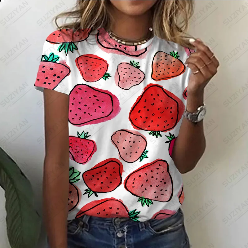 

Summer Fashion Women's T-shirt 3D Printing Love Pattern Short-sleeved Tee Hot Selling Female Street Wear Round Neck Casual Shirt