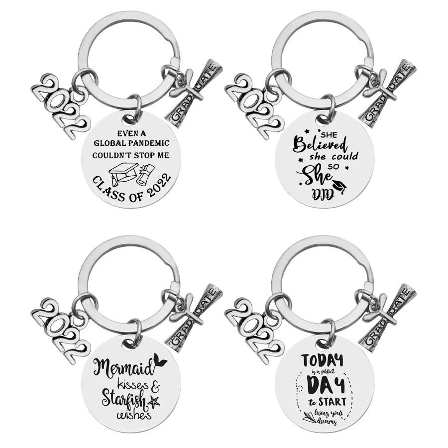 

2022 Stainless Steel Lettering Class of 2022 Keychain Key Chain Graduate Pendant Gift