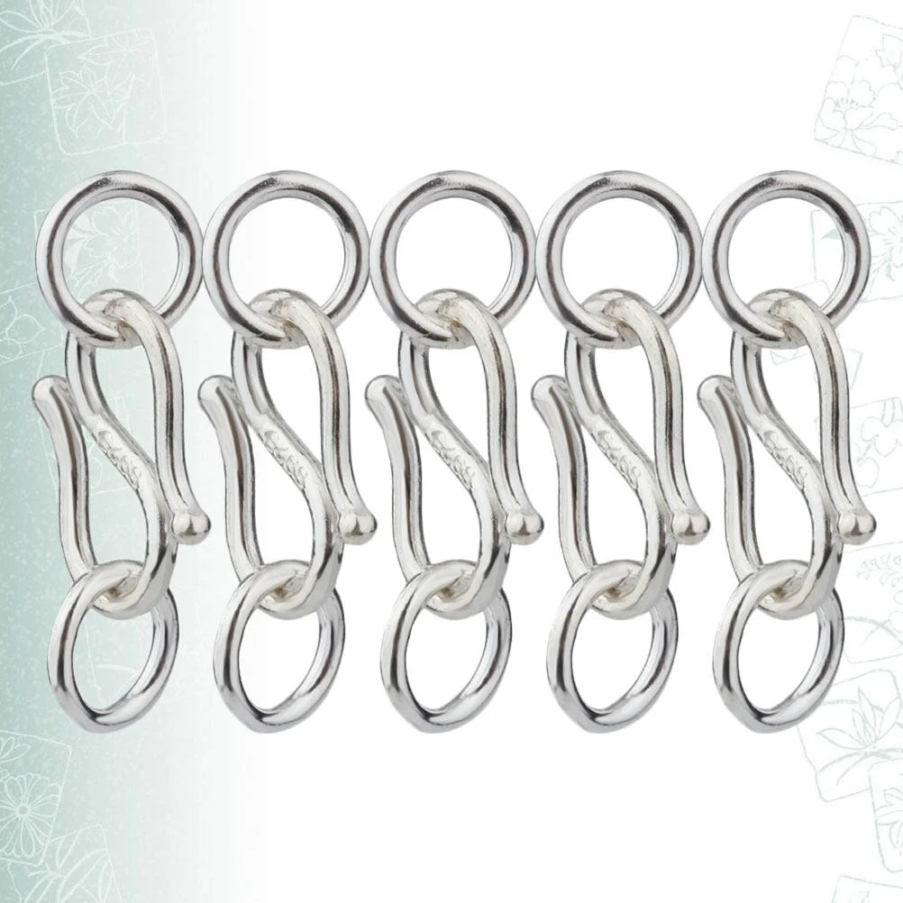5pcs- Hook Bracelet Clasp Silver Pendant Clasp Hook- Hook Eye Clasp with Soldered Rings Jewelry Clasps and Closures for Jewelry