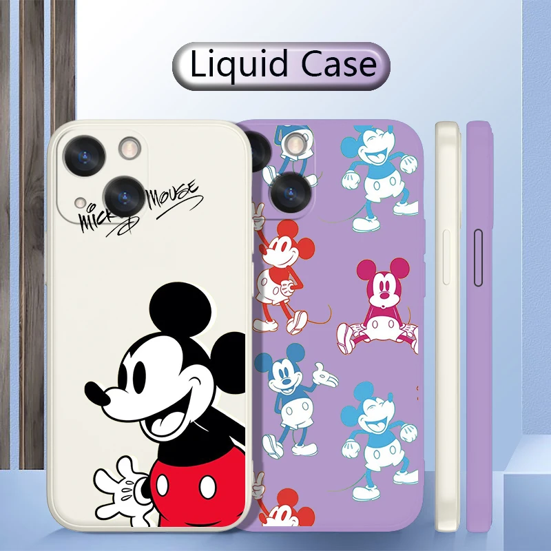 

Funny Disney mickey For iPhone 14 13 12 SE 11 XS XR X 8 7 Max Pro ProMax mini 2020 Plus Liquid Rope Shockproof Phone Case