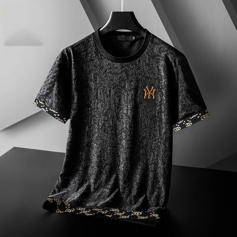 Мужская жаккардовая футболка Повседневная Свободная с коротким рукавом и