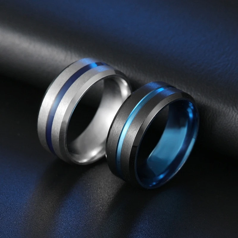 

Trendy 2022 Stainless Steel Ring for Men Simple Trendy Double Colors Electroplated Mens Rings Fashion Jewelry Anillos Hombre
