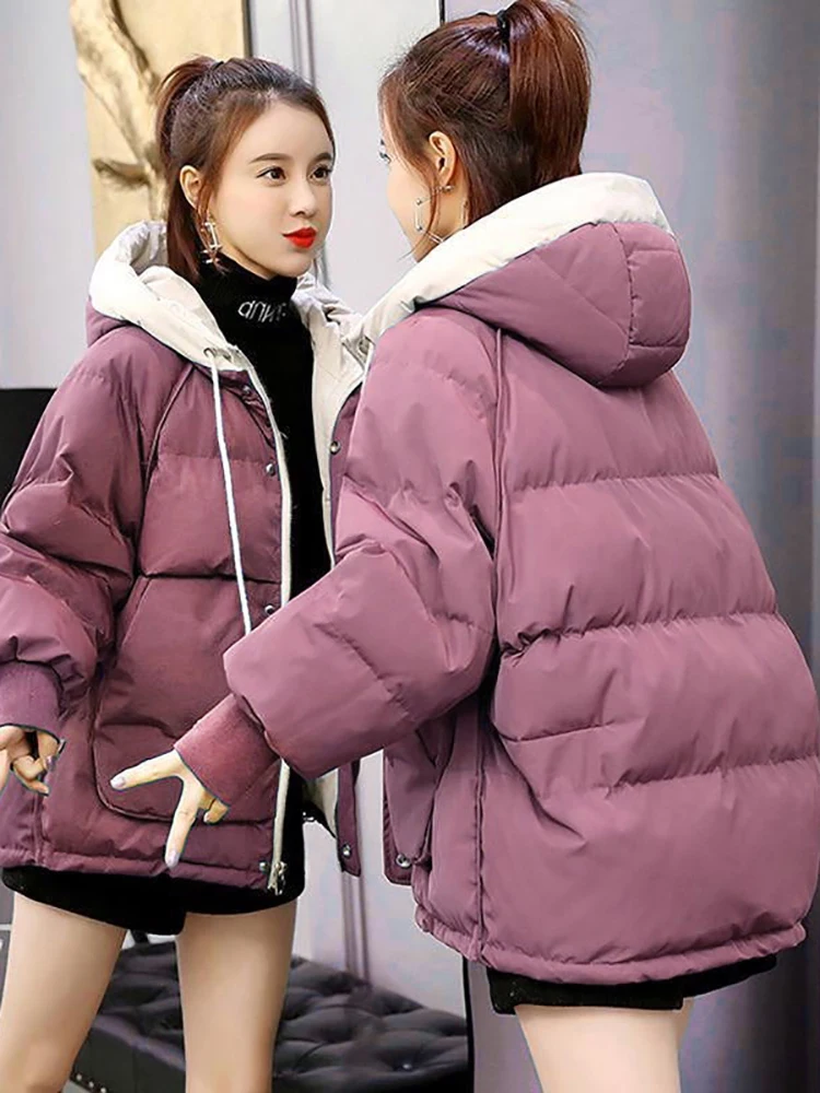 2023 New Thicken Warm Cotton Padded Parka Female Outwear Women's Coats Winter Parkas Jacket Fashion Hooded Bread Service Jackets
