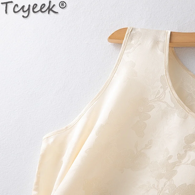 Tcyeek платье из 100% натурального шелка тутового женская летняя одежда миди 2024