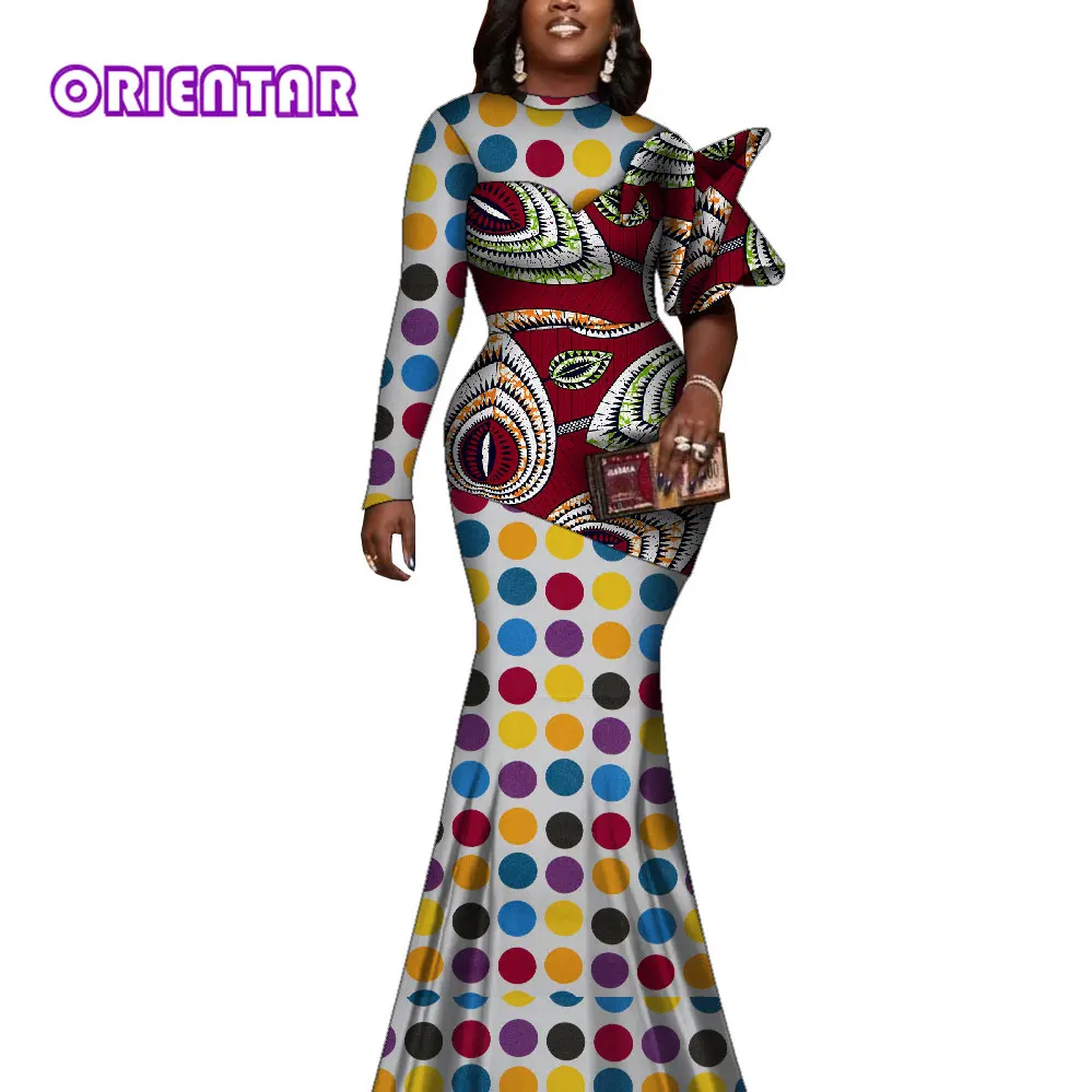 

Elegant African Dresses for Women Fashion Ankara Print Dashiki Long Maxi Robe Dress African Women Party Weddiong Clothes WY9763