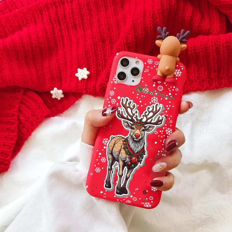 Елка Шляпа Шарф Олень Медведь DIY Рождественский Чехол Для Redmi Note 13 11 10 12 Pro 5G 8 9 12s 4G 9s