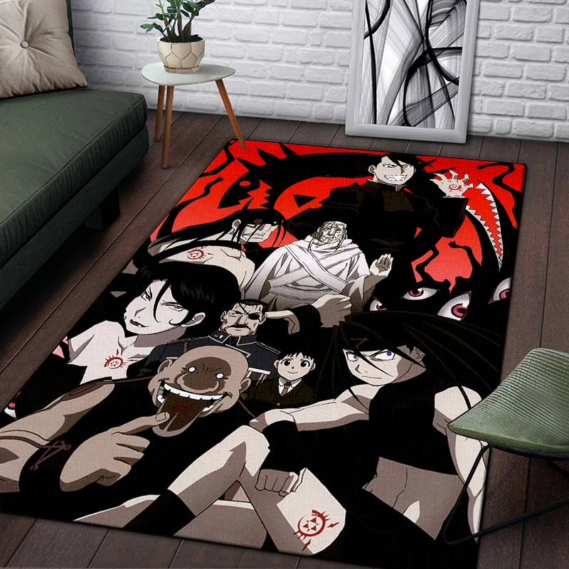 

Fullmetal Alchemist Anime Painting Carpet for Living Room Large Area Rug Black Soft Carpet Home Decoration Mats Boho Rugs Picnic