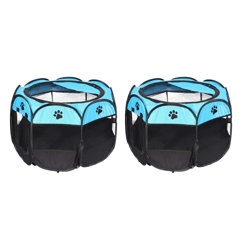 

Переносная складная палатка для домашних животных, домик-клетка для собак и кошек, манеж для щенков, Конура, легкая в эксплуатации, восьмиугольный забор, 2 шт.