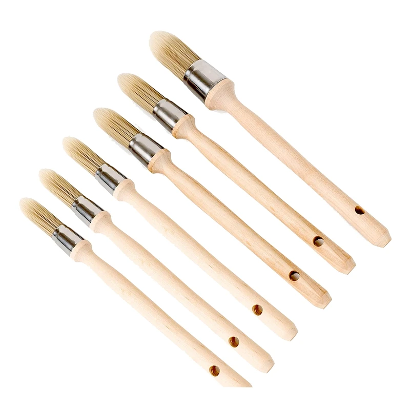 6 Pieces Edge Painting Tool With Wooden Handle Trim Paint Brushes Trim Painting Tool Brush , 3 Sizes