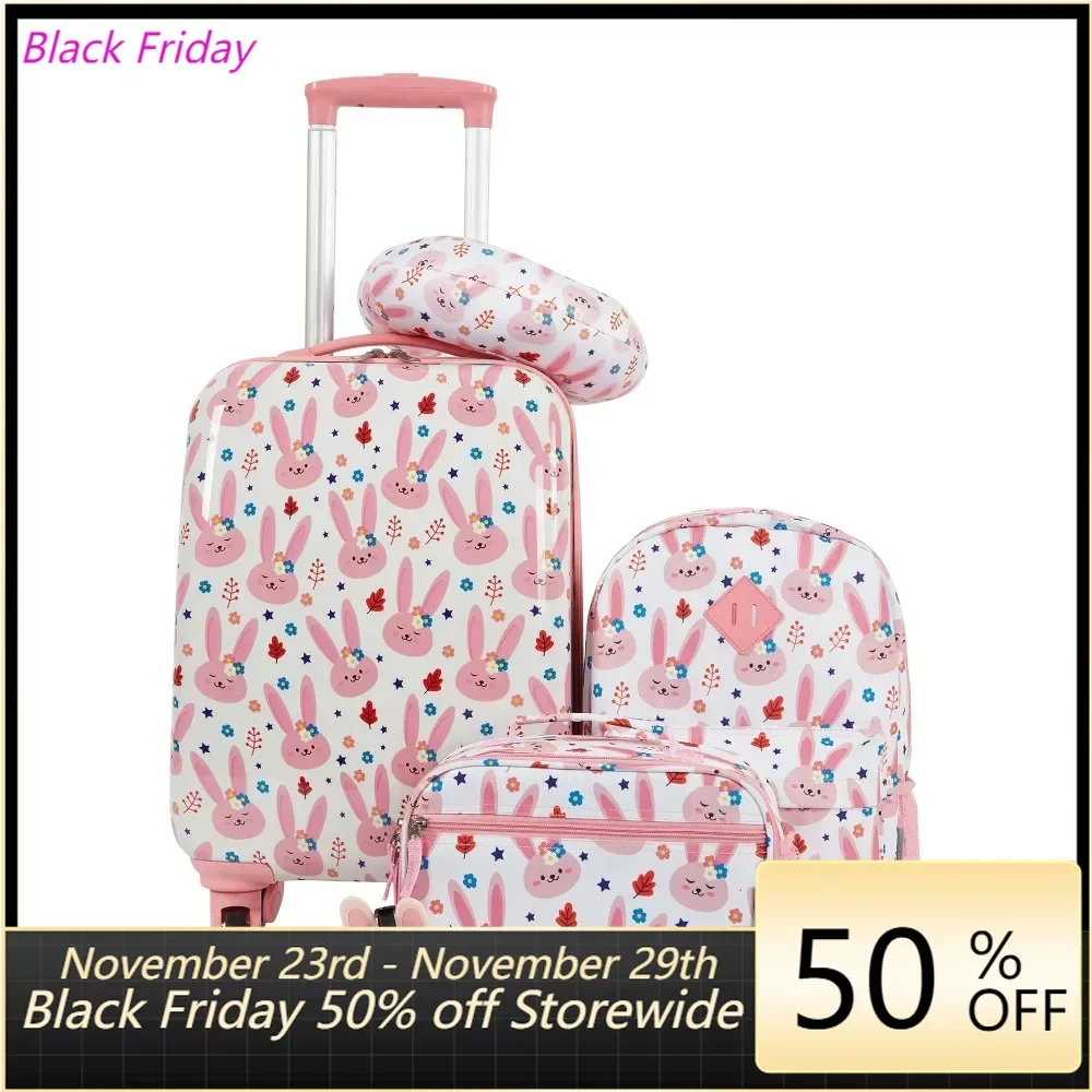 

5-Pc Kids Luggage Set With 360° 4-Wheel Spinner System suitcase kids, Bunny