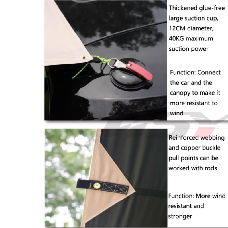 Универсальный автомобильный боковой навес SUV с черным покрытием PU5000mm