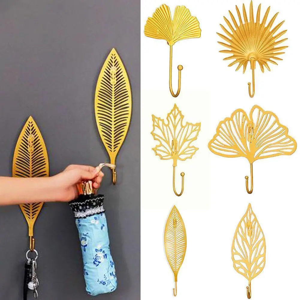 

Leaves Shape Iron Hook Nordic Wall Decoration Leaf Bags Watch Mutifuctional Jewelry Hanger Rack Haning Wall Hook A9p0
