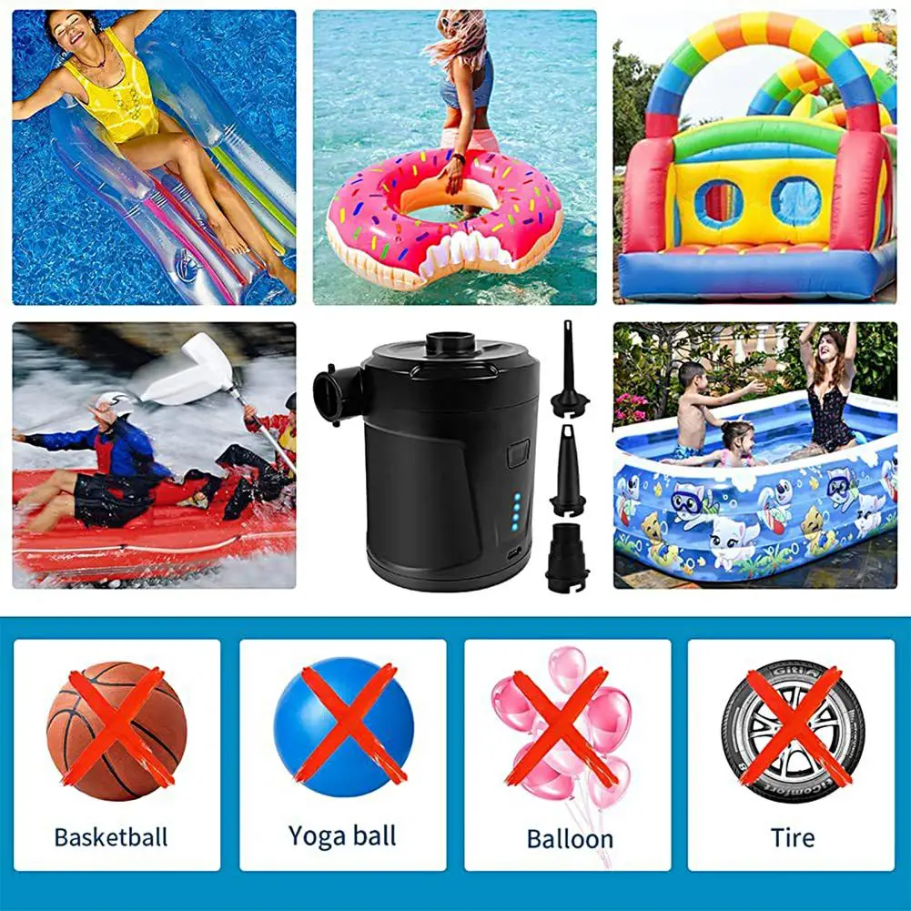 

4000Pa практичный высокоэффективный беспроводной насос для накачивания, легкий насос для накачивания, 3 адаптера для использования вне помеще...