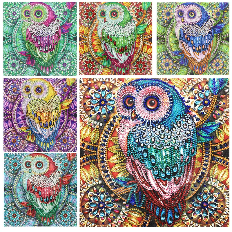 

5D DIY Full Round Diamond Painting Owl Animals Embroidery Mandala Four Seasons Tree Mosaic Decorative Painting Home Decor