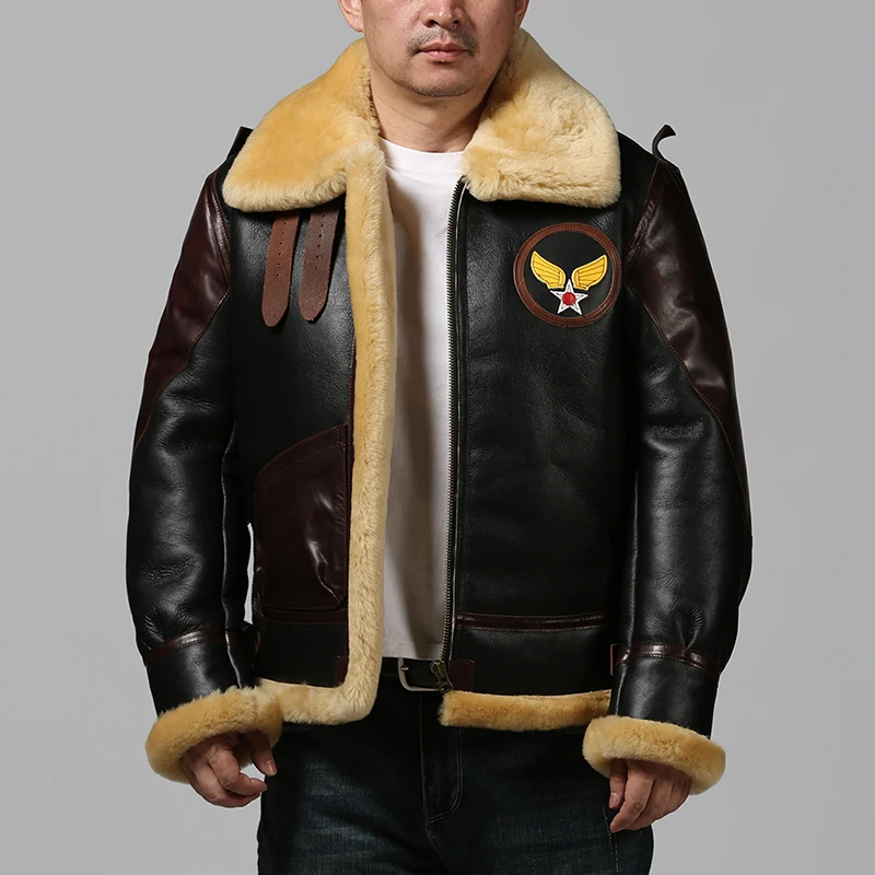 Зима B3 утолщенная искусственная кожа Мужская Роскошная оригинальная коровья с