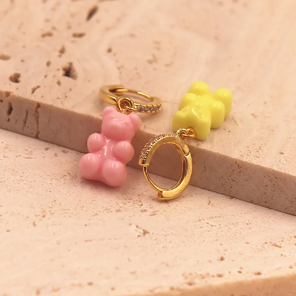 Модные Разноцветные полимерные серьги в виде медведя для искусственных животных