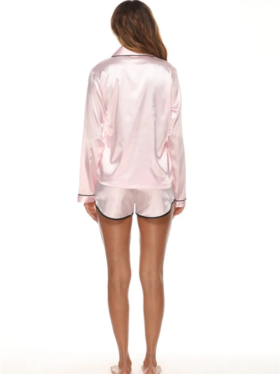 Pajamas for Women 2 Piece Set Shorts Loungewear Silk Sleepwear Suit Female Pijamas Sets Womens Outfits Home Clothes Nightwear