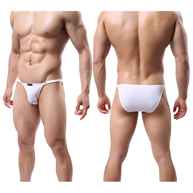 Tyhengta Men's Adjustable Silk Underwear String Bikini Briefs Low Rise Men's Sexy Slim Fitted Underwear