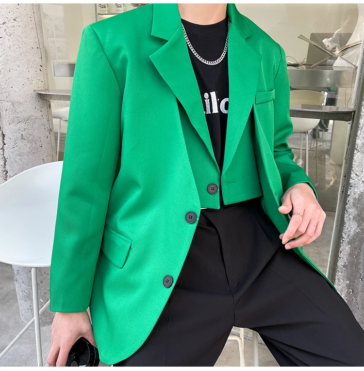 

Men's Chic Stylish Design Casual Blazers Jacket Fake Two Pieces ins Hairstylist Coat M88