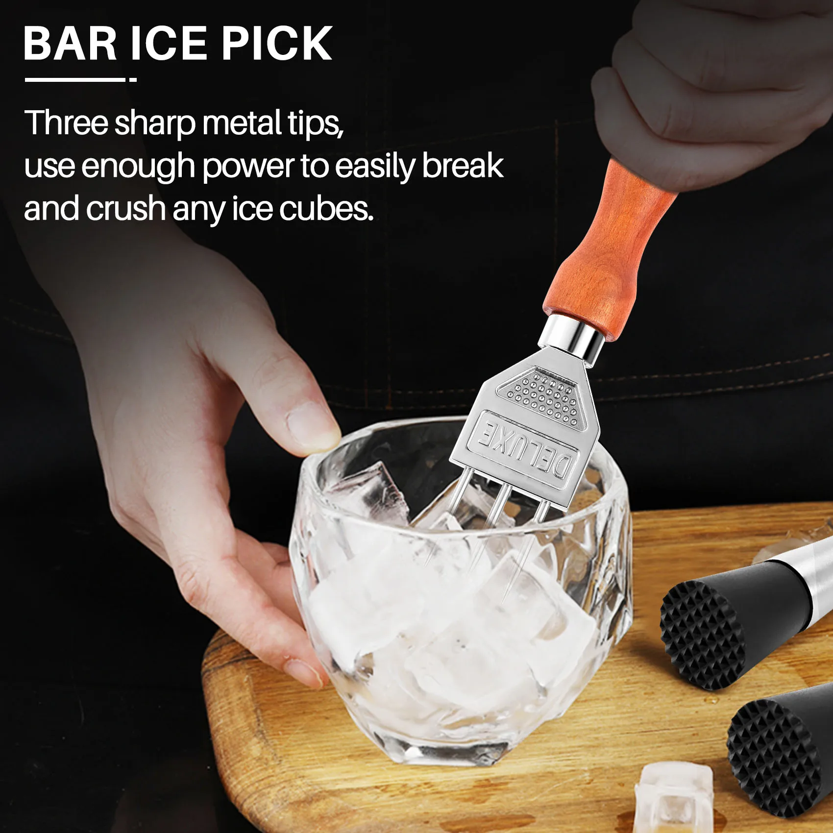 Измельчитель льда — прочный измельчитель с ручкой из цельного дерева