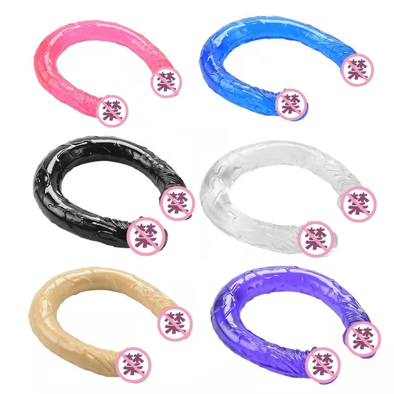 Длинный желе с большой головой реалистичный двусторонний фаллоимитатор гибкий