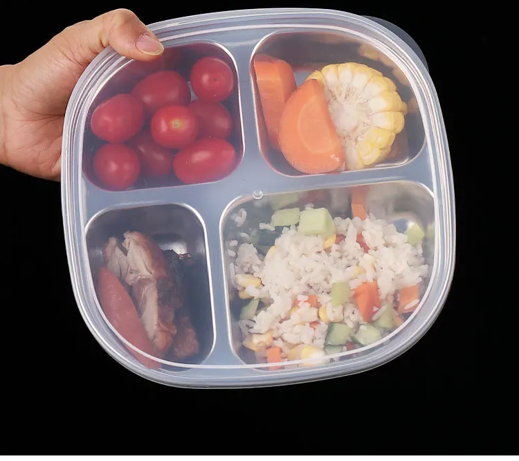 Обеденная тарелка из нержавеющей стали с разделенной сеткой Ланч-бокс для