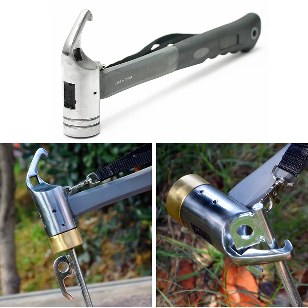 

Outdoor Camping Tent Pegs Hammer Multi-function Stainless Steel Tent Nail Puller High Carbon Steel Head Outdoor Camping Tool