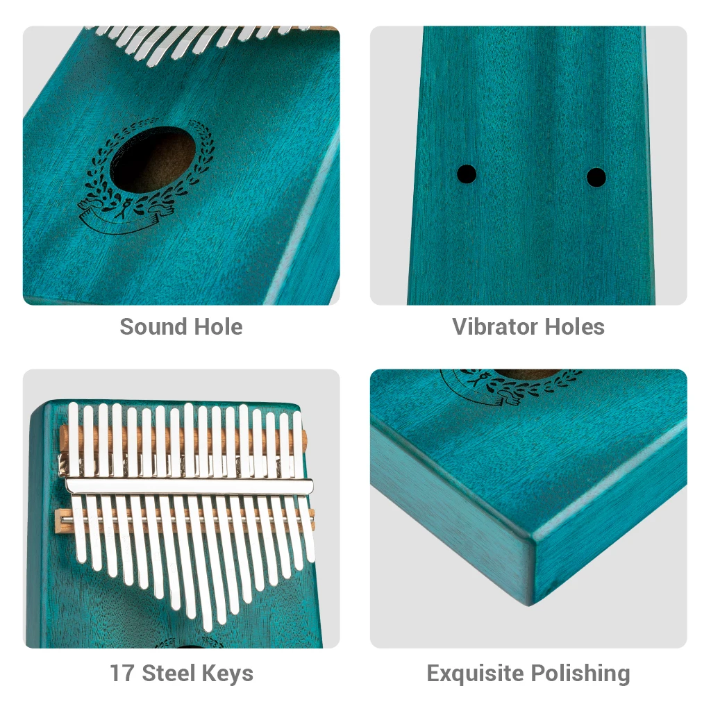 Mugig  Kalimba 17 Keys Thumb Piano Solid Wood Portable Mahogany Wooden African Kalimba Finger Piano Keyboard Instrument