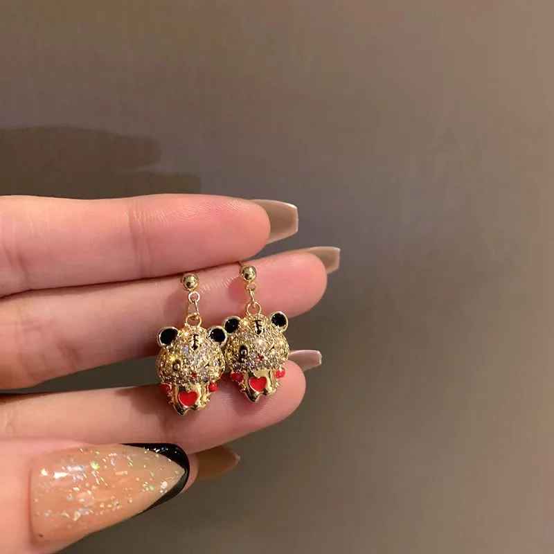 Серьги-гвоздики с тигром женские серебро 925 пробы в китайском стиле тигра |