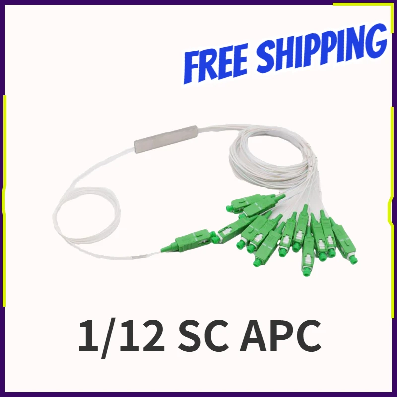 5/10pcs/lot Steel Tube Fiber Optic PLC Splitter 1x12 SC/APC Connector PVC 1m FTTH Mini Blockless Fiber Optic Splitter 0.9mm