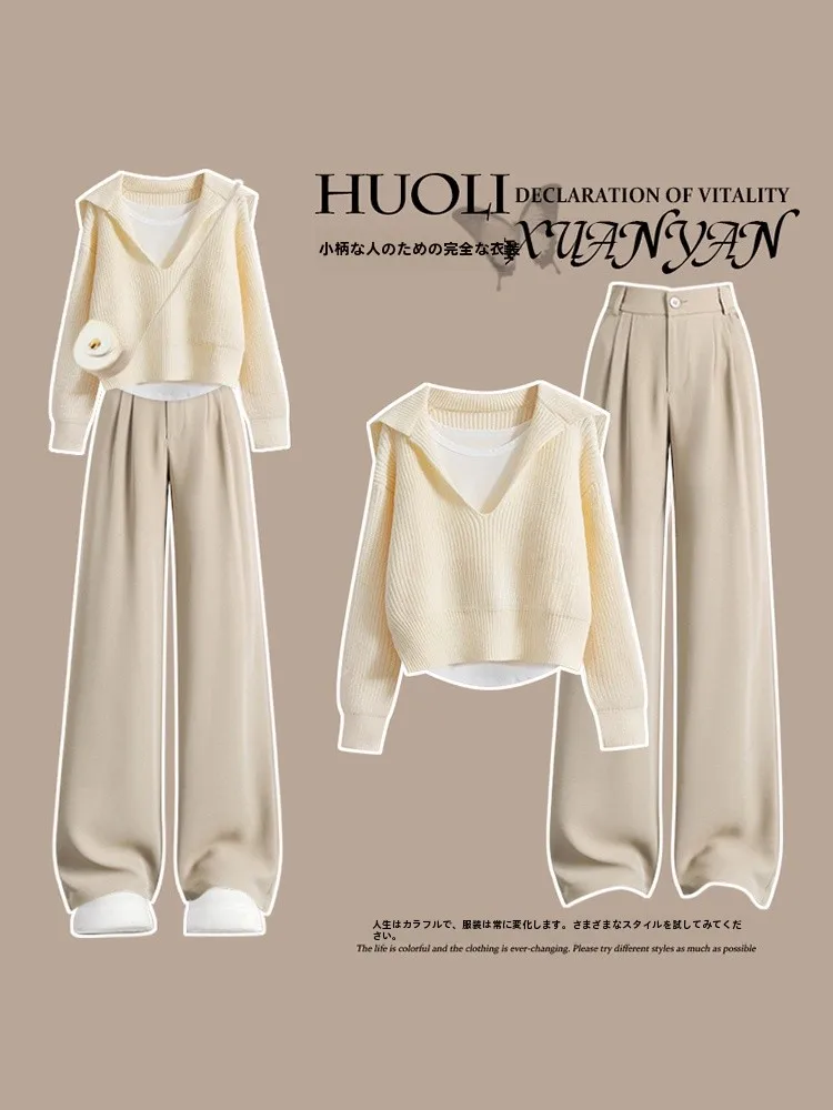 Sulei Light French Sle корейская серия свитер с v-образным вырезом женский осенне-зимний 2024