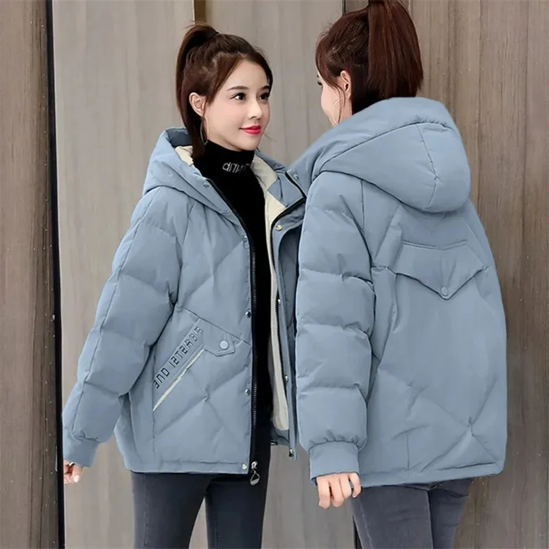 Padded Female Winter 2022 Winter New Korean Version Loose Hooded Small Medium Long Printed Cotton Padded Jacket Women's Clothing